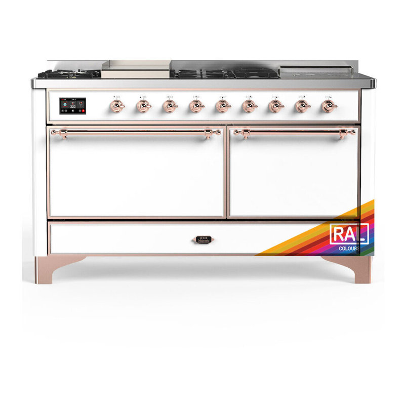 Majestic III Series 60 Inch Dual Fuel Range with 7 Sealed Burners, Griddle, Frenchtop in RAL (Liquid Propane, Copper Trim)