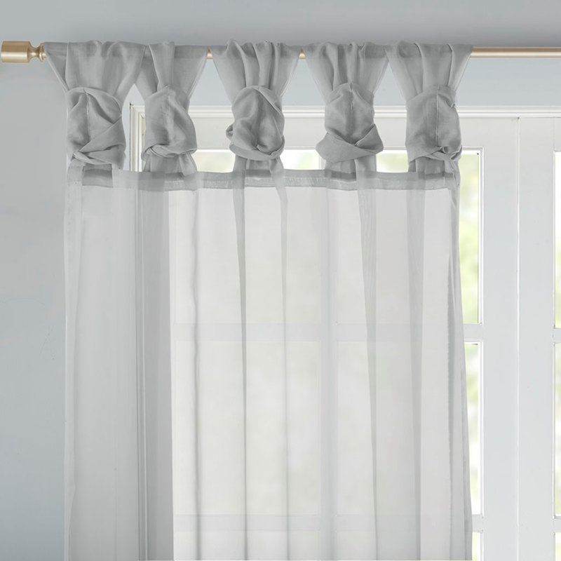 Twist Tab Voile Sheer Window Pair, 50" W x 95" L, Light Gray
