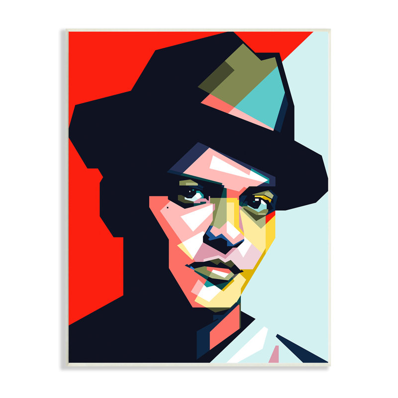 «Bruno Mars Modern Pop Portrait Abstract géométrique», H 30 po x l 24 po x P 1,5 po