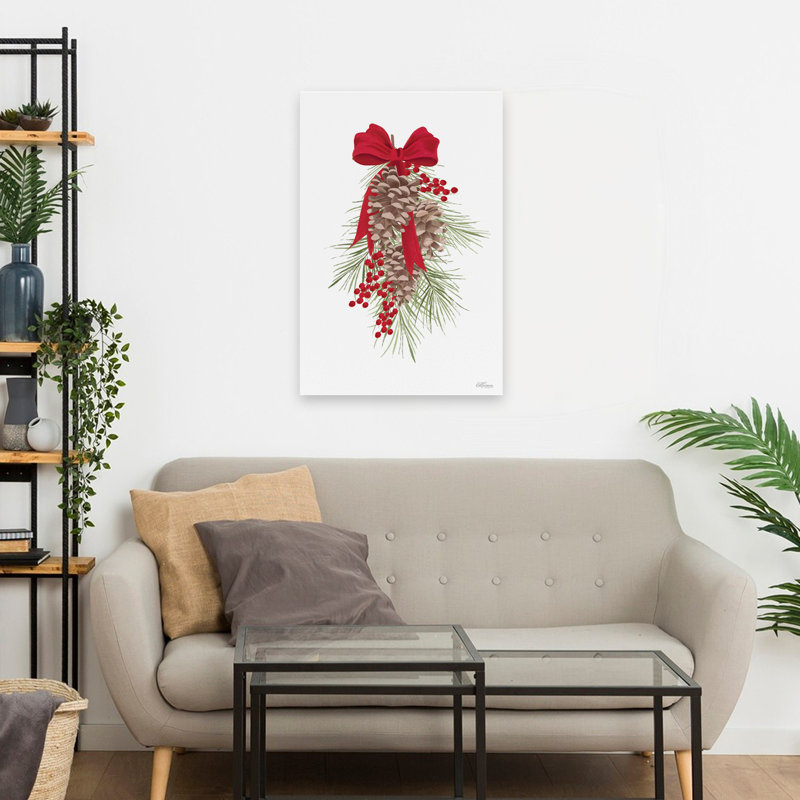 Branche de pomme de pin - art contemporain de verdure de pommes de pin, H 24 po x l 16 po