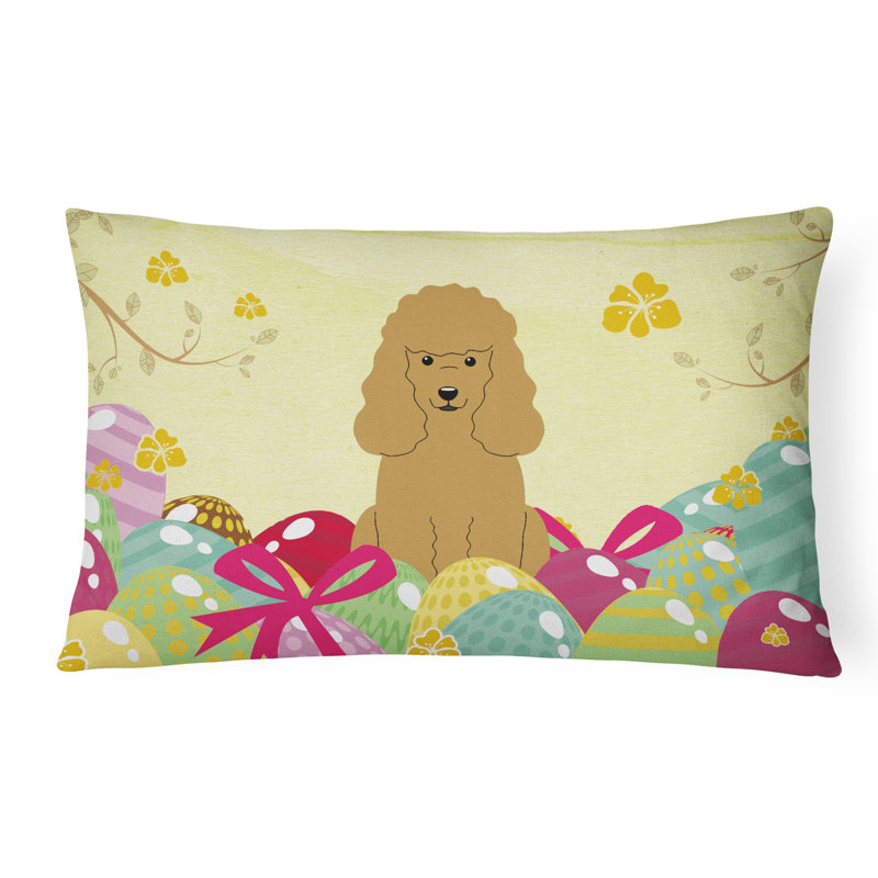 Easter Eggs Poodle Lumbar Pillow, Tan
