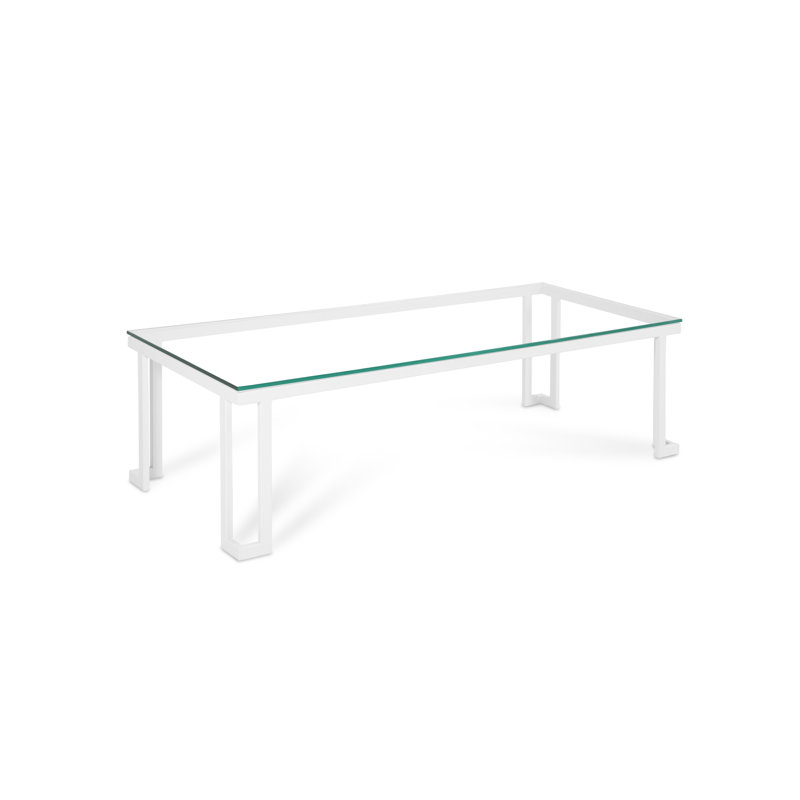 Ajaypal Rectangular Metal Outdoor Coffee Table , cm W 60cm cm D, White, 41cm H x 150cm W x 60cm D