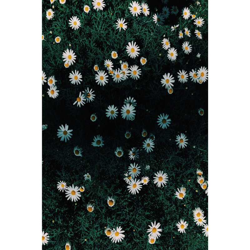 Tapis floral en polyester tissé à la machine noir / blanc / orange, Rectangle 1 pi 8 po x 2 pi 7 po