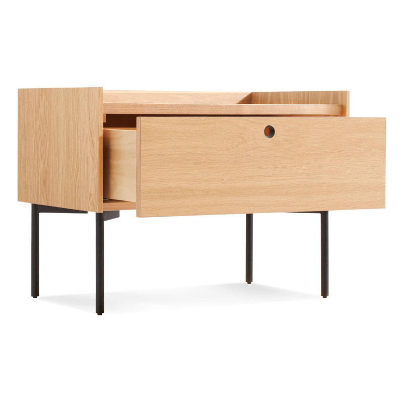 Peek 27'' W Metal Nightstand, White Oak