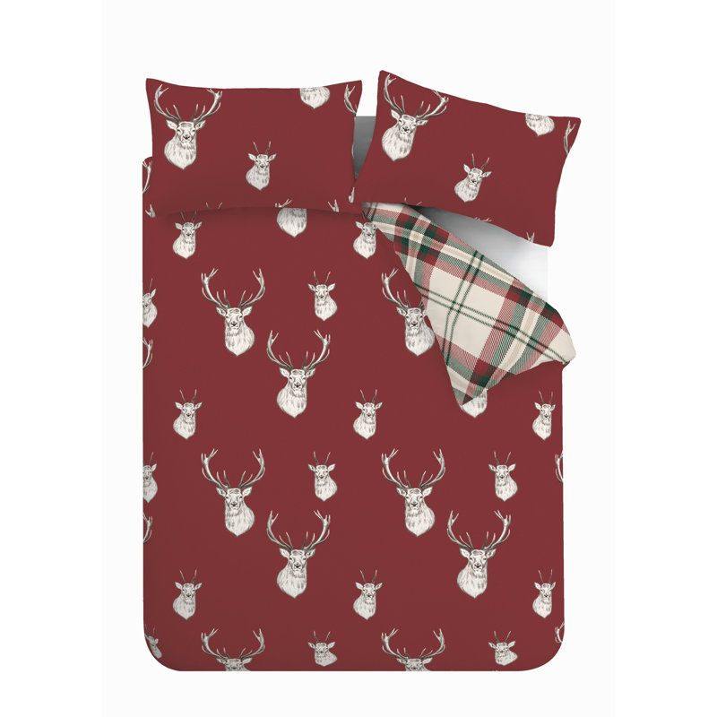 Munro Stag Reversible Duvet Cover Set with Pillowcases, Single - 1 Standard Pillowcase