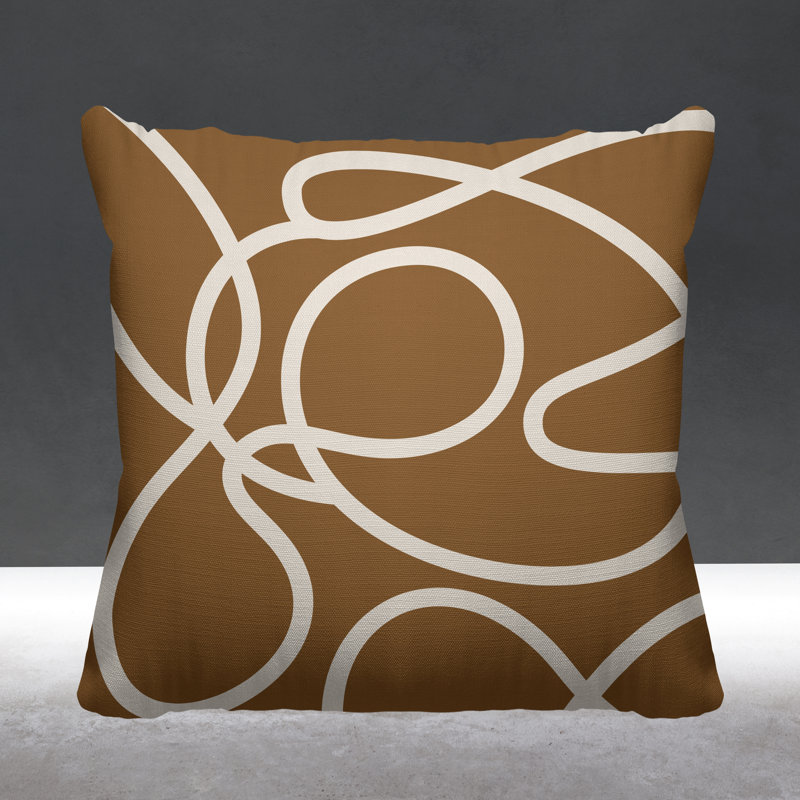 Coussin décoratif intérieur / extérieur Boho Doodles, L 17 po x H 17 po, Noyer