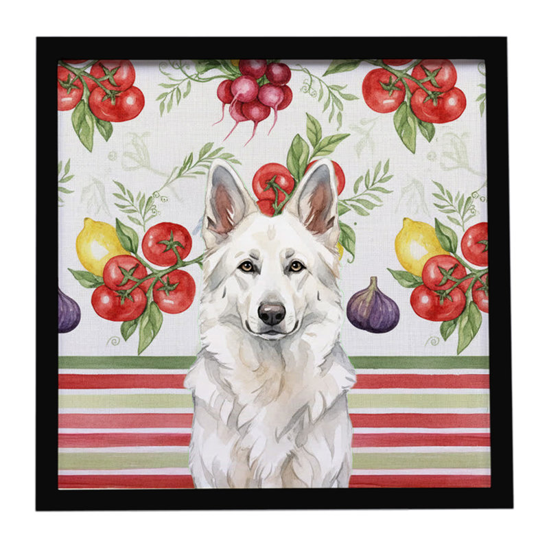White German Shepherd Vegetables Framed Metal Print