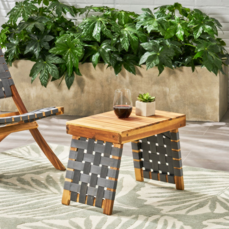 Oak Park Rectangular Acacia Outdoor Folding Side Table