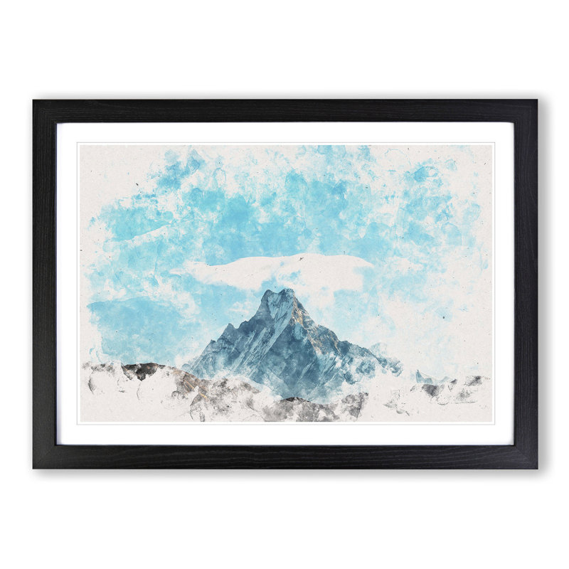 Fishtail Mountain in Nepal - Picture Frame Painting Print, 36cm H x 48cm W x 2cm D, Black Framed