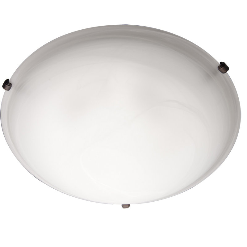 Olli Glass Flush Mount, Marble/Oil Rubbed Bronze, 6" H x 20" W