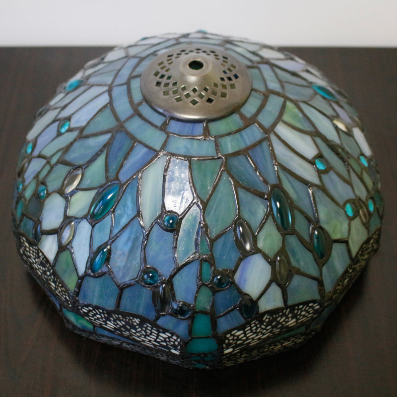 Sea Blue Stained Glass Dragonfly Style Tiffany Lamp Shade