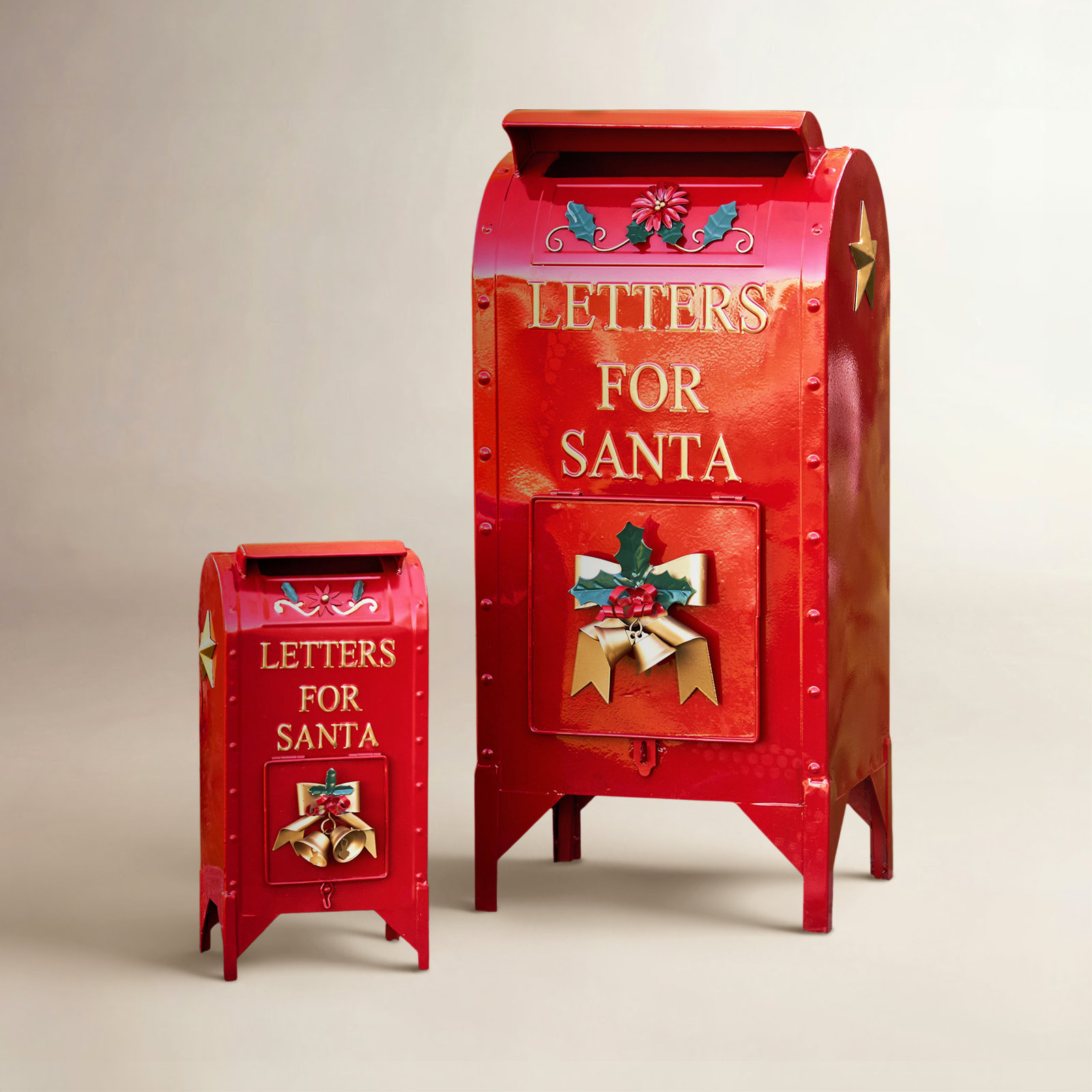 2-Piece Red Christmas Mailbox Holiday Accent Set