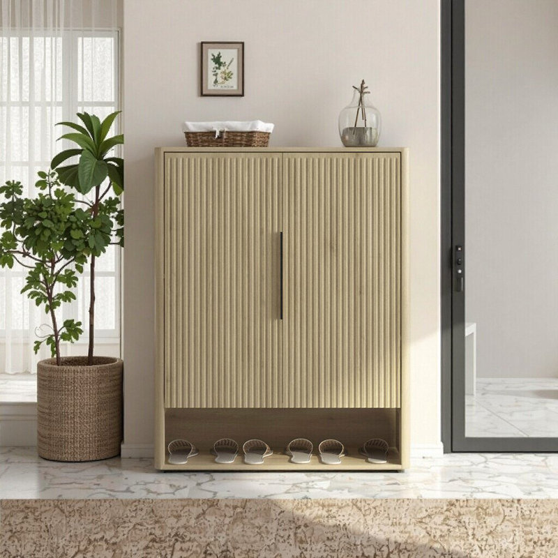 Armoire à chaussures moderne en bois avec tablettes réglables pour le vestibule, Bois
