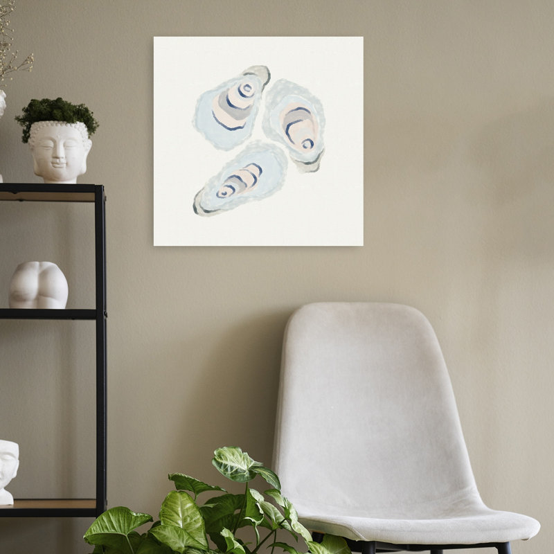 Blue Oysters, impression délicate d'art mural minimaliste, 18" H x 18" W