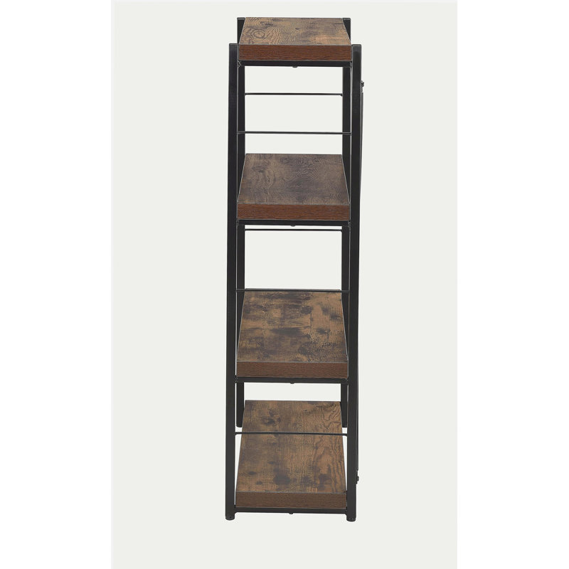 Weathered oak and black 3-tier bookshelf, Black/Brown