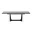 Table à rallonge 95 po Cerdic avec plateau en verre de céramique gris Venise et base en acier noir mat