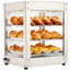 Réchaud commercial à 3 niveaux, présentoir 800 W avec lumière DEL, tablette réglable et cadre en acier inoxydable, chauffage à air chaud 86 185 185 ℉, 34 L pour hamburger, pizza, pain, poulet frit