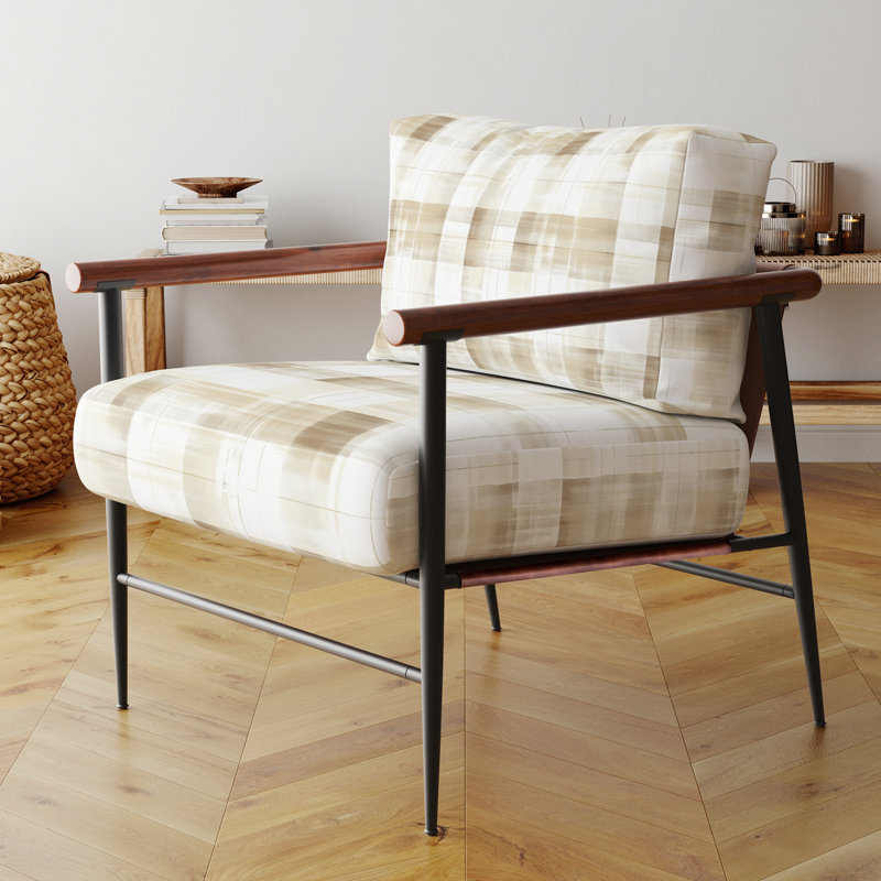 Chaise rembourrée Country Farmhouse, Bras ronds bruns