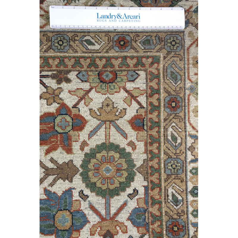 Mina Khani Wool Floral Area Rug in Ivory/Brown/Blue, Rectangle 8'1" x 9'11"