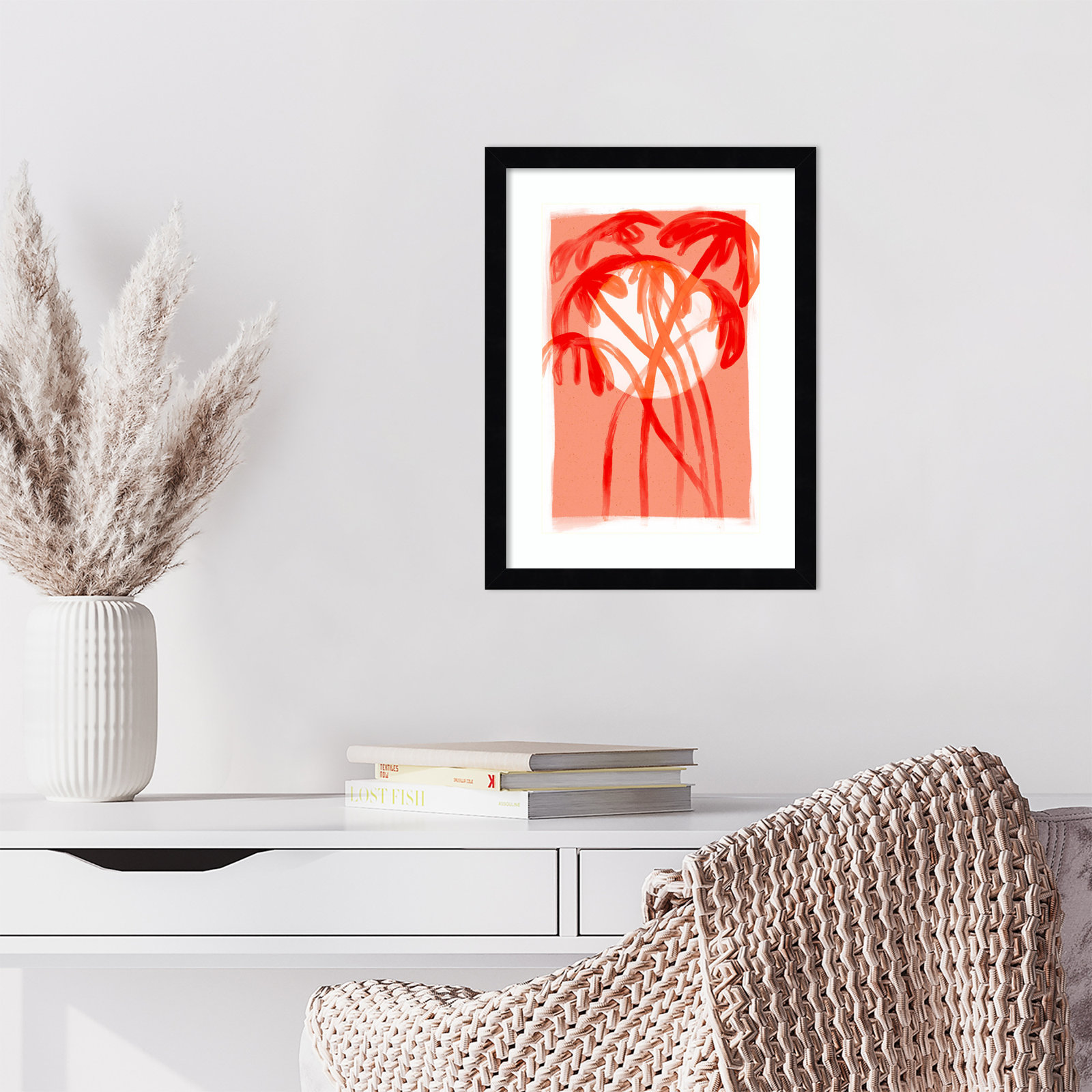 Galya "Palms at Sunset" Print by Treechild, Black, 17" H x 13" W