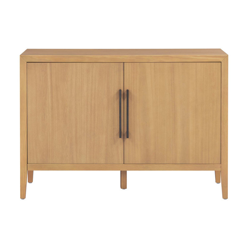 47.25-Inch Farmhouse Sideboard With Pine Veneer And 2 Doors,Retro Buffet With Adjustable Feet, Natural
