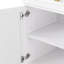 Îlot de cuisine blanc avec roulettes et abattant. Motif, étagère à épices, serviette 2 portes, 5 tiroirs, tablette réglable pour la conception de la feuille. Décoration, propreté-347809470-347809408