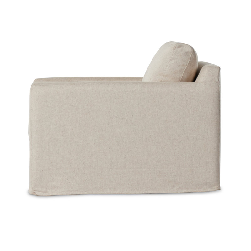 Hampton Slipcovered Swivel Armchair, Evere Cream Rayon / Viscose