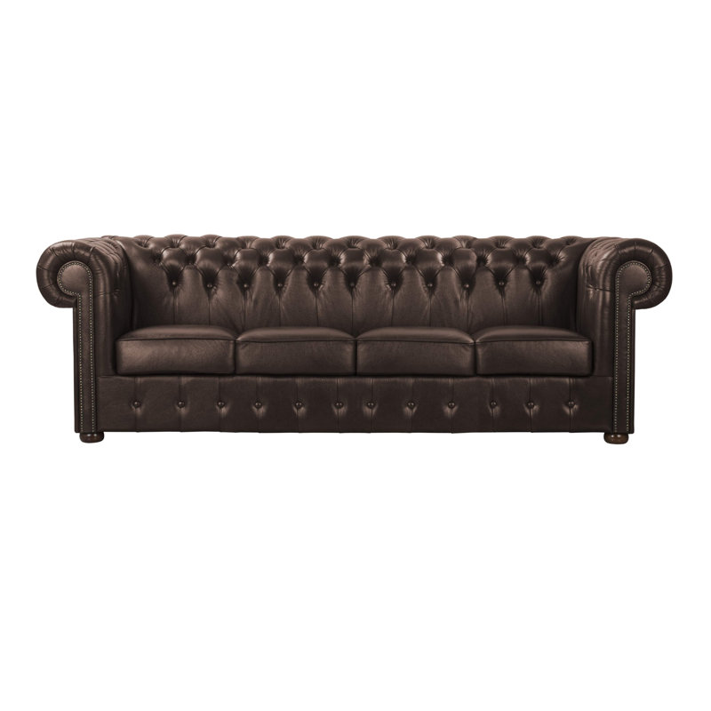 Tamico Genuine Leather Sofa, Brown, 4