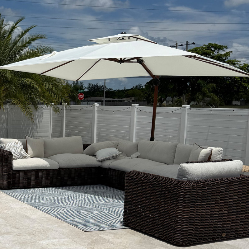 Parasol en porte-à-faux rectangulaire double 9 pi x 12 pi, Crème