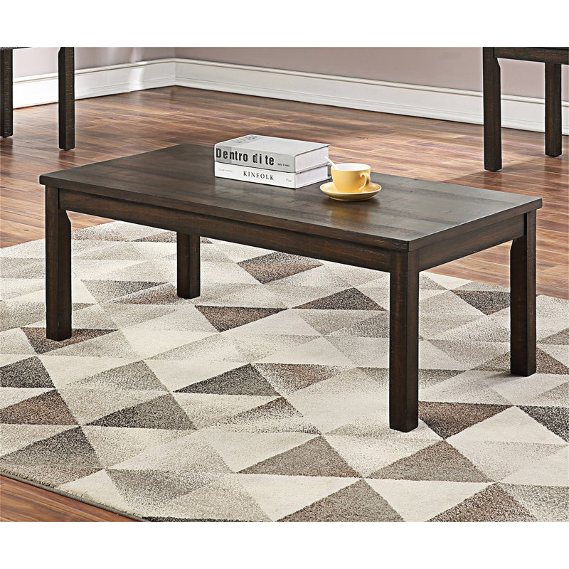 Espresso Pine Wood 3-Piece Coffee and End Table Set