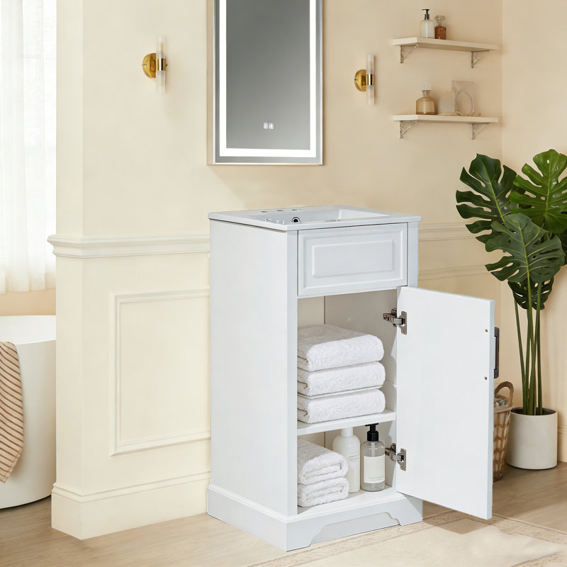 Fully Assembled 18'' Freestanding Single Bathroom Vanity With Top