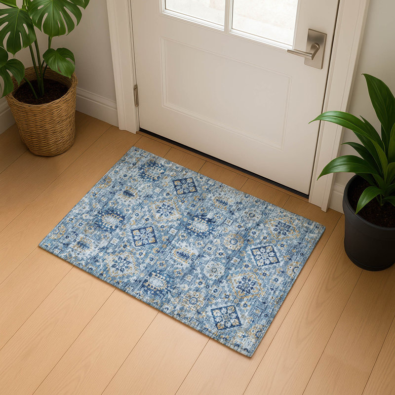 Premium Machine Washable Ariel Global Rug, Rectangle 1'8" x 2'6"