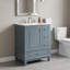 Meuble-lavabo autoportant de 61 cm (24 po) en bois massif et MDF gris-bleu avec lavabo en céramique intégré et rangement-547769125-547769128