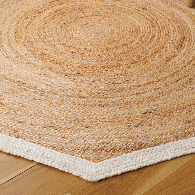 Natural Fiber Hand Woven Jute Pile Rug, Octagon 5'