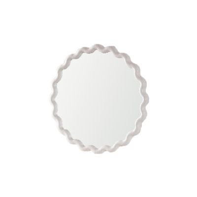Miroir mural blanc festonné rond avec cadre ondulé - décor chic pour le salon, la chambre à coucher et la salle de bain