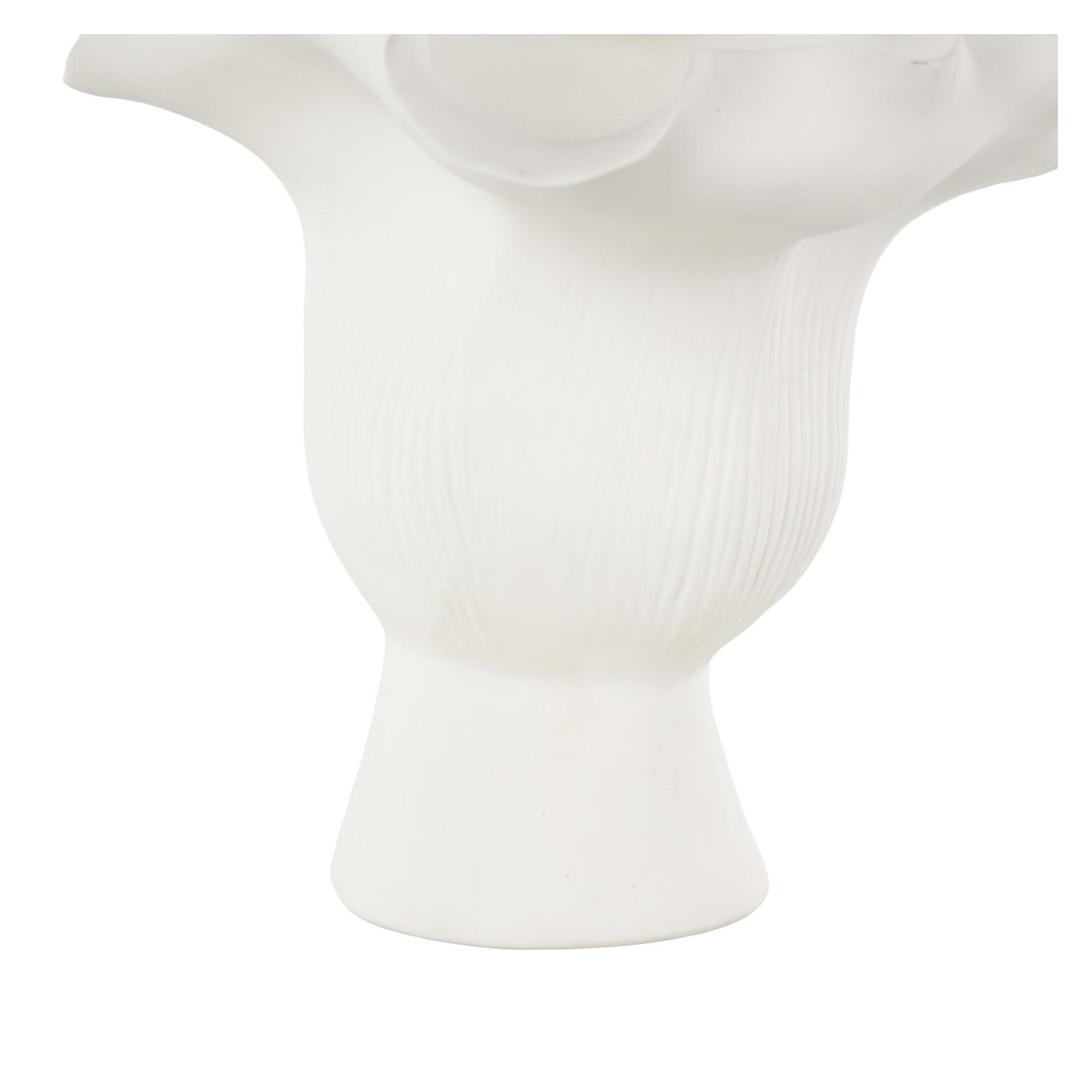Joss & Main Ceramic Floral Inspired Abstract Vase With Linear Grooves, White