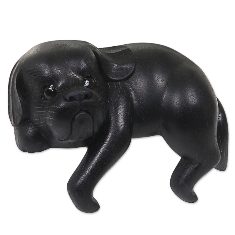 Curieuse sculpture en bois Shih Tzu