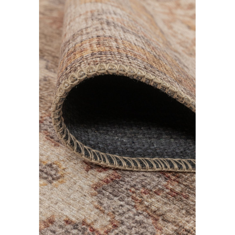 Tapis en chenille tissé à motif rétro Lucien, Rond 6 pi 11 po