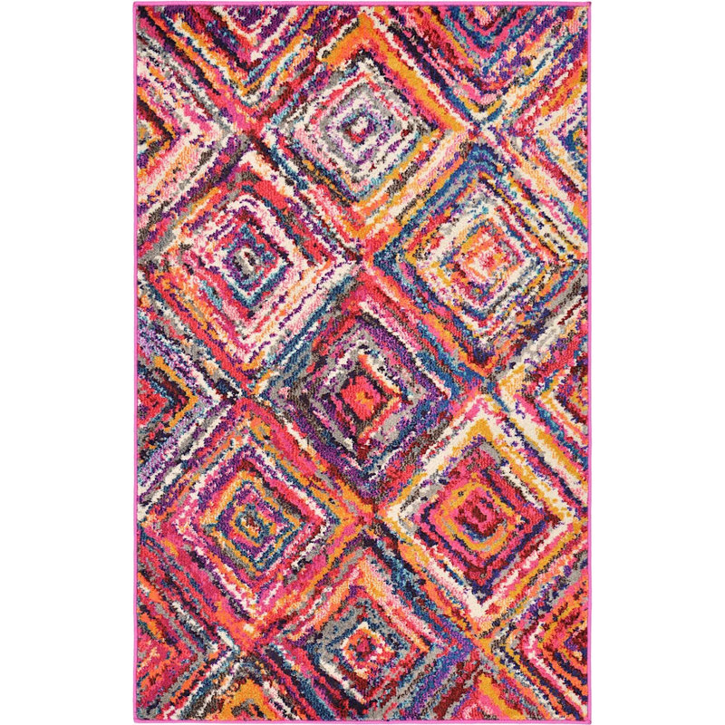 Tapis à motif géométrique rouge Shirey, Rectangle 3 pi 3 po x 5 pi 3 po