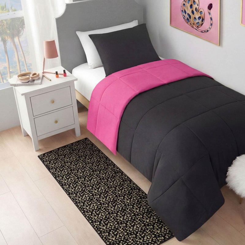 Juicy Couture Metallic Leopard Plush Rugs, 2' x 6', Black
