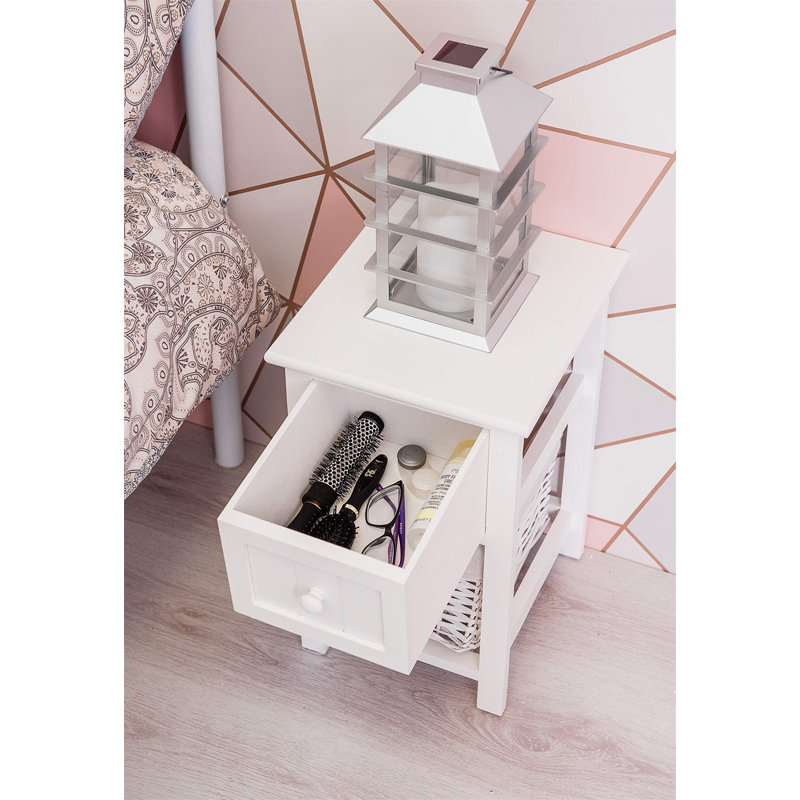 Amanni 35cm W Manufactured Wood Bedside Table, White
