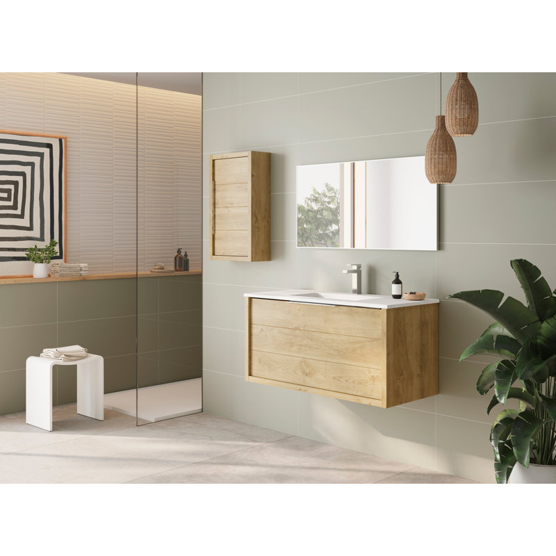 Armoire de salle de bain , 40", Chêne, Mat