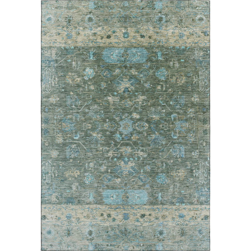 Premium Machine Washable Mayfield AMF2323 Global Rug, 9' x 12', Sage