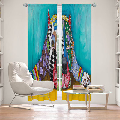 Lined Window Curtains 2-panel Set for Window Size 112" x 78" by Marley Ungaro - Sad Pitbull Sprawled