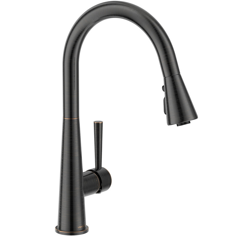 Pull Down Kitchen Sink Faucet Single Handle Kitchen Faucet with Magnetic Docking, Champagne Gold