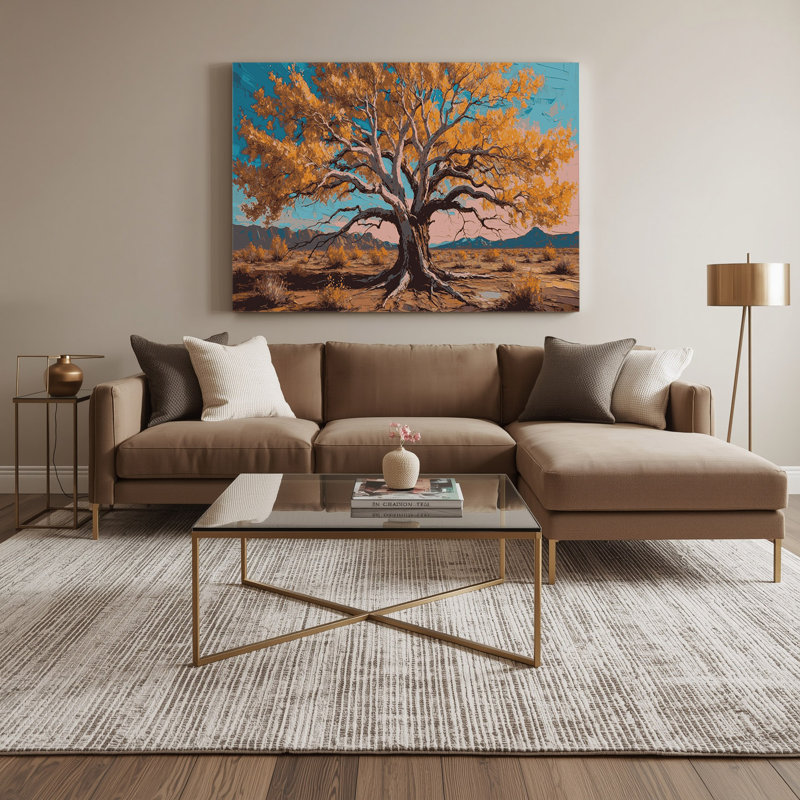 «Southwestern Plants Cottonwood Tree», art mural gris sur toile 157, H 11 po x l 14 po