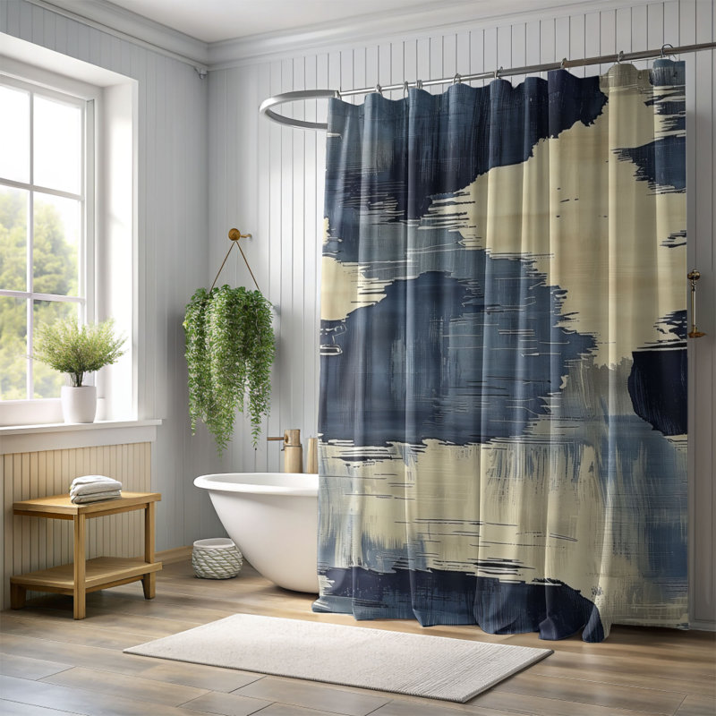 Blue Lines - Premium Shower Curtain, 74"H x 71"W