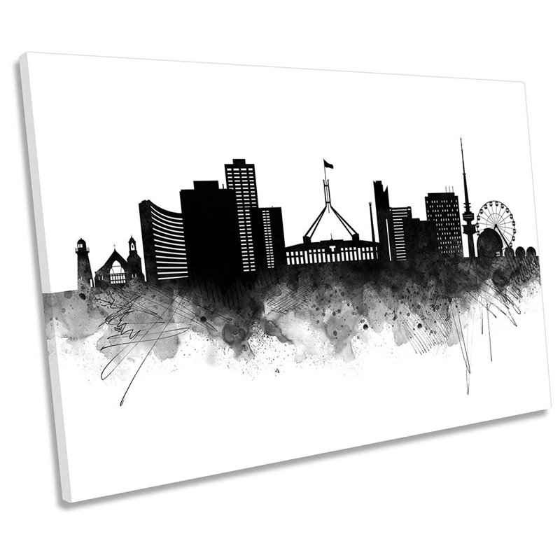 Canberra Abstract City Skyline - Wrapped Canvas Print, 91.4cm H x 137.2cm W x 4cm D