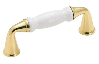 3" Classic Pull Solid Brass & White Porcelain
