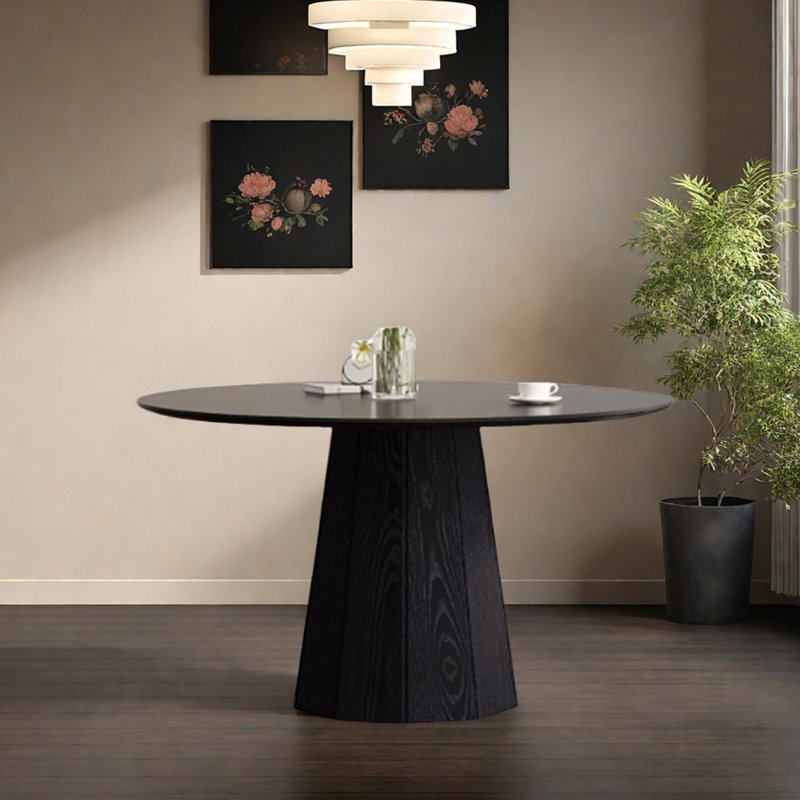 Table ronde moderne et minimaliste, Noir, H 29,52 po x L 51,18 po x l 51,18 po